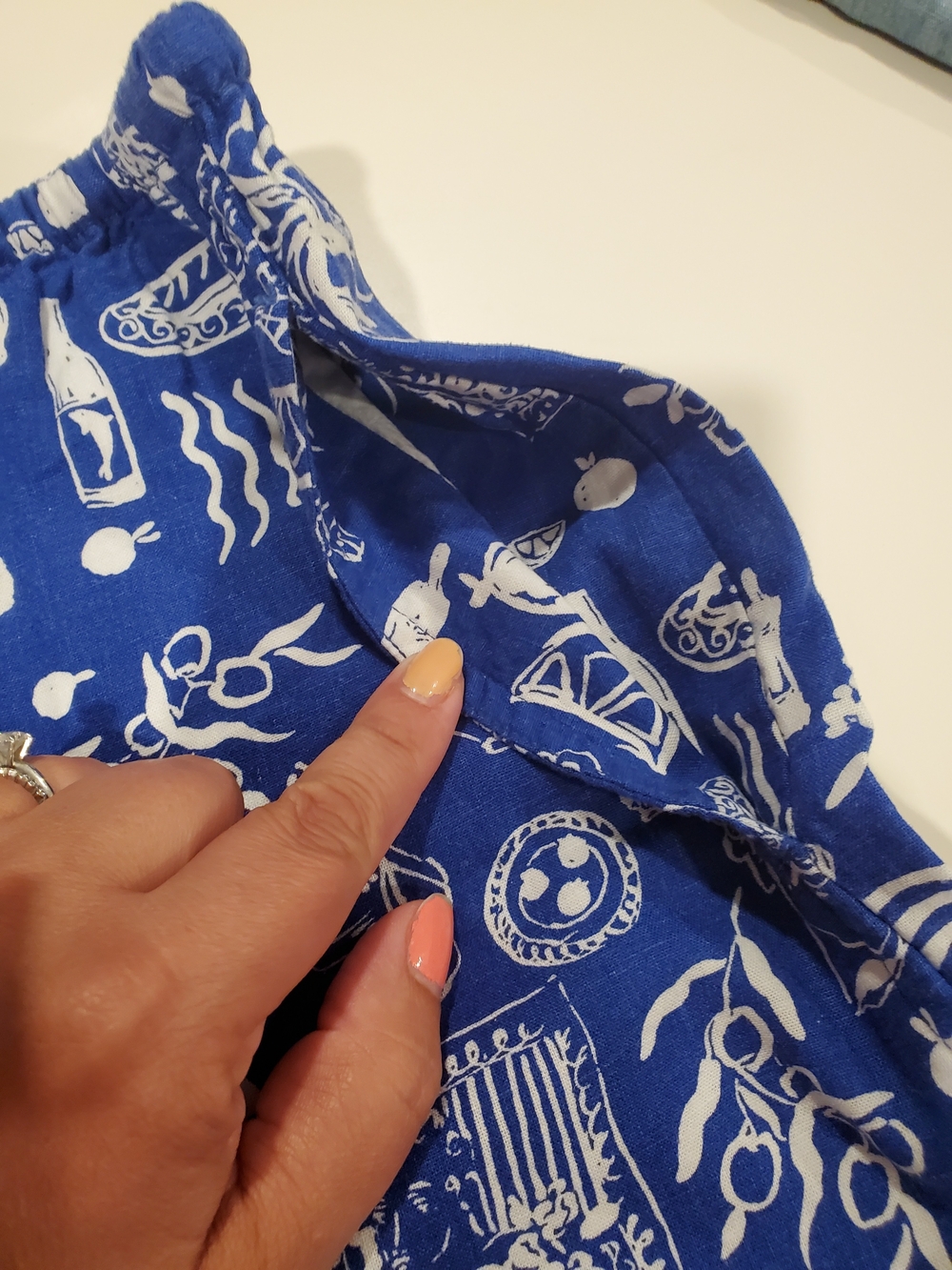Madewell X LISA SAYS GAH Blue and White Printed Linen Shorts - Picture 3 of 5
